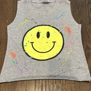 Firehouse Girl’s Gray Tank Top with Yellow Smiley Face Size Small